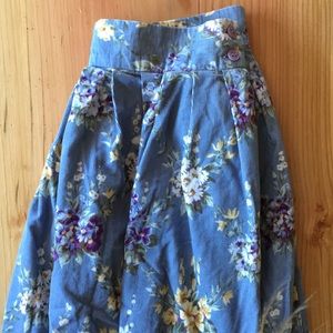 Vintage Floral High Waisted Corduroy Skirt